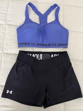 LG Black Under Armour Compression Set shorts & Sport Bra size 36C